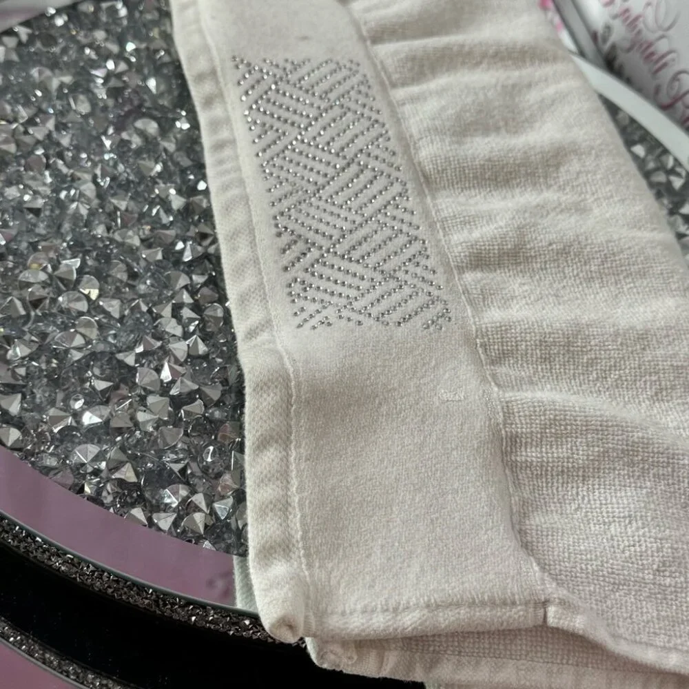 White Towel bling Silver Embellishments hand towel rhinestone diamond crystals